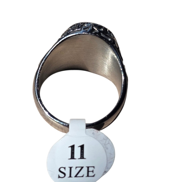 New Men's Stainless Steel Ring with Blue Cubic Zirconia Size 11 - Picture 3 of 3